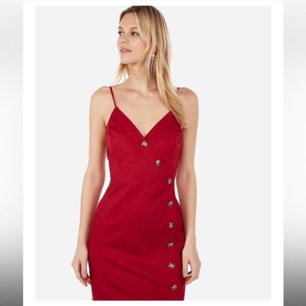Express Red Asymmetric Midi Dress